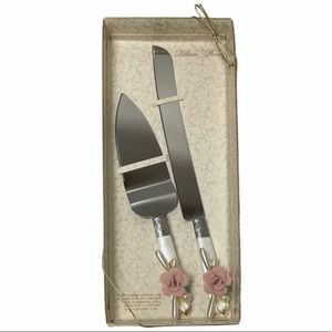 Vintage Lillian Rose Cake Knife Serving Set  White